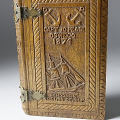 The American Cruiser’s Own Book by Capt. George Little, 1846, Illustrations by Billings, in a carved oak binding carved by Capt. J.C. Pease Oswego 1874 aboard the schooner Delos Dewolf