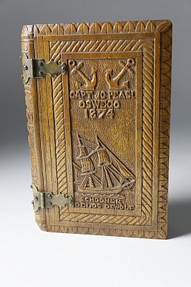 The American Cruiser’s Own Book by Capt. George Little, 1846, Illustrations by Billings, in a carved oak binding carved by Capt. J.C. Pease Oswego 1874 aboard the schooner Delos Dewolf