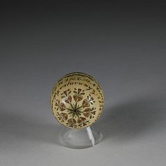 Whaleman Carved and Polychrome Scrimshaw Whale Ivory Thimble Holder, circa 1850