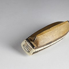 Whaleman Carved Ship Hull Snuff Box, circa 1850