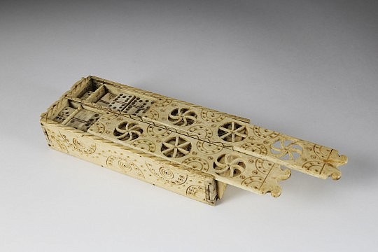 Prisoner-of-War Carved Bone Game Box, circa 1810,