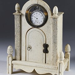 Whaleman Carved Whalebone Watch Hutch, circa 1850