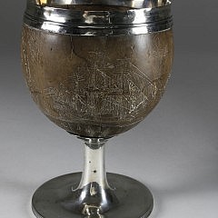 Silver and Scrimshaw Coconut Goblet, circa 1792-93