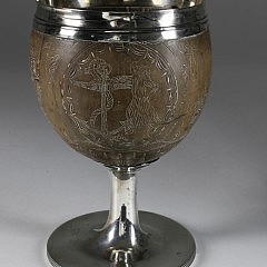 Silver and Scrimshaw Coconut Goblet, circa 1792-93