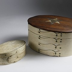 Whaleman Made Whalebone Ditty Box, with Carved Hand Laps, circa 1840