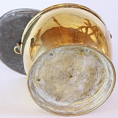 English Brass Round Covered Ash Bucket