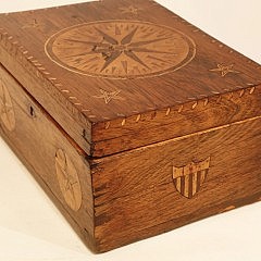 19th Century Compass Rose and Federal Shield Inlaid Wood Box