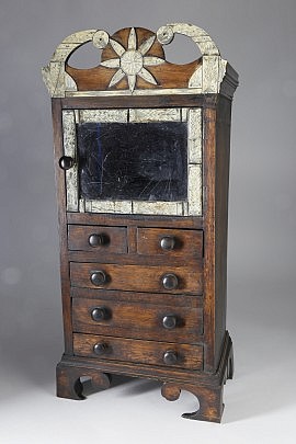 Diminutive Mahogany and Scrimshaw Spice Cabinet, Nantucket, MA circa 1850