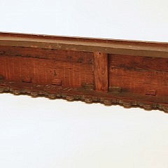 19th Century English Oak Spool Leg Bench with Yellow Seat Cushion