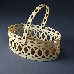 Nantucket Whaler Made Pierced Panbone Oval Swing Handle Basket