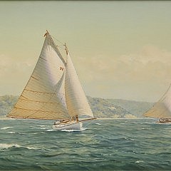 Richard K. Loud Oil on Canvas “Twin Catboats”