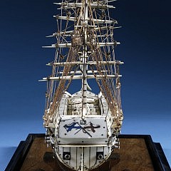 Prisoner-of-War Style Bone and Ivory Two-Tier Gunboat