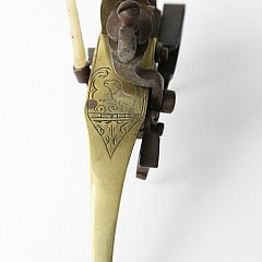 American Miniature Portrait of Sarah Shipman by Justus DaLee and  English Brass and Iron Table Tinder Pistol