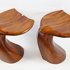 Three P. Solet Laminated Multi-Layer Wood Whale Fluke Stools