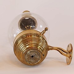 Pair of Brass and Glass Globe Light Fixtures