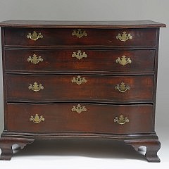 American Chippendale Mahogany Oxbow Bureau