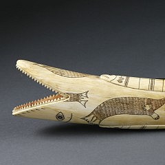 Outstanding Carved Walrus Tusk Cribbage Board