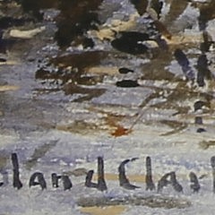 Roland Clark Watercolor on Paper “Canvasback Ducks Landing in the Marsh”