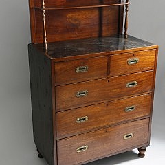 English Mahogany Brass Bound Campaign Chest of Drawers and Various Items