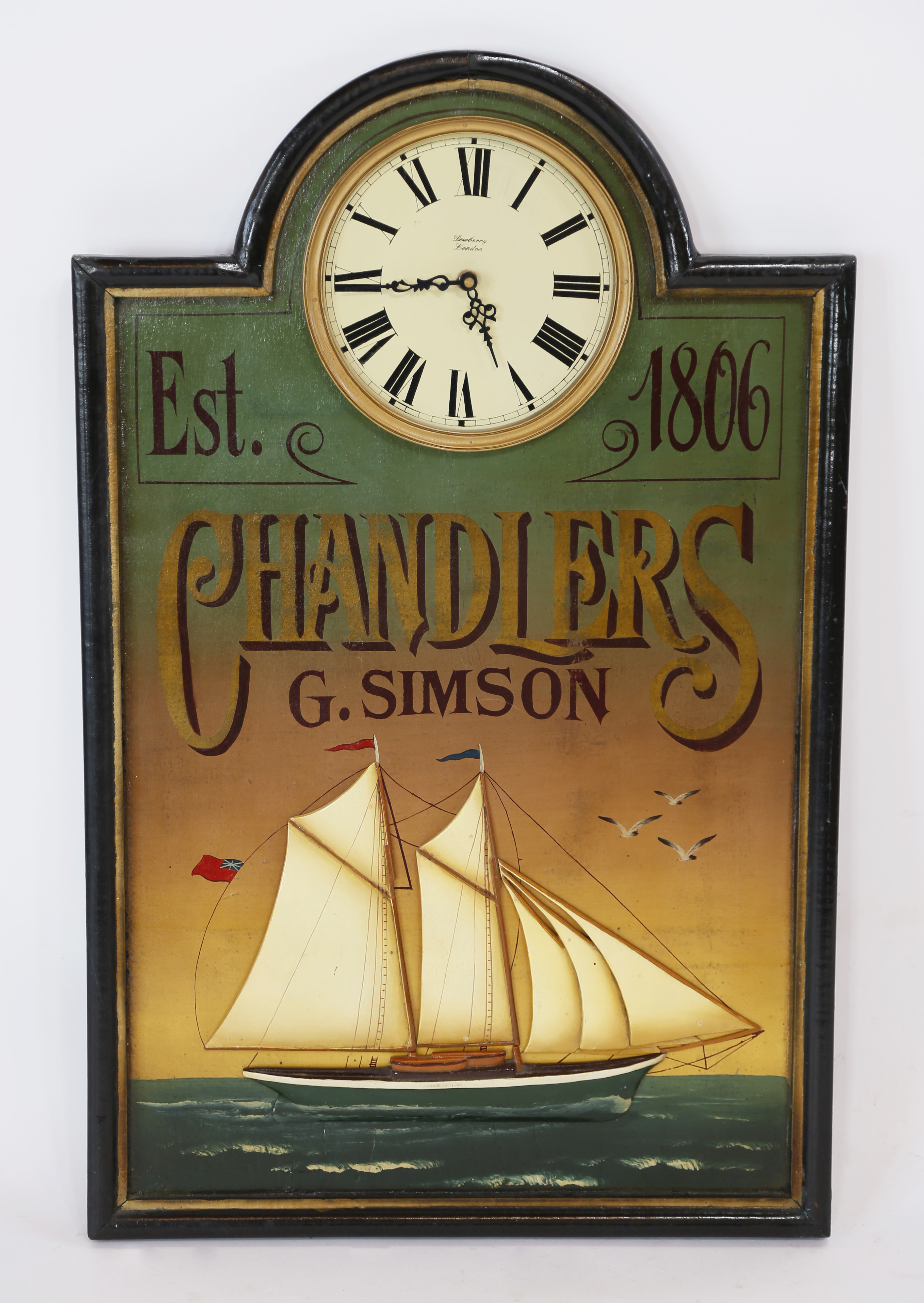 Clock - Antique Style Hand-Painted Nautical Trade Sign Clock - Rafael ...