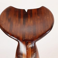 P. Solet Large Multi-Wood Laminated Whale Fluke Stool