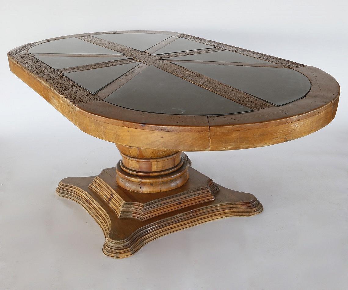 Dining Table Oval Pedestal Slate Inlaid Dining Table Rafael Osona