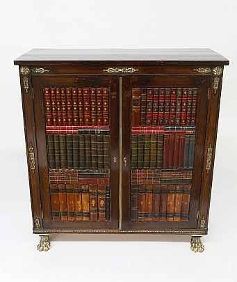 Regency Rosewood-Grained Bookcase Cabinet