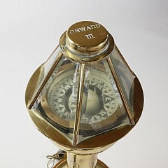 “Louis Weule Co. Nautical Instruments, San Francisco, California” Brass Pedestal Yacht Binnacle Compass