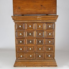 19th Century English Pine Watchmaker’s Cabinet of 16-Drawers Over 2 Faux Double Drawers