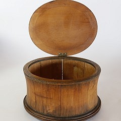 19th Century Oval Pine and Walnut Storage Trunk