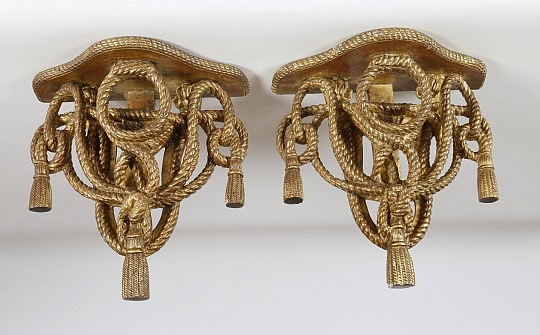 Pair of Gilt Composition Rope Brackets