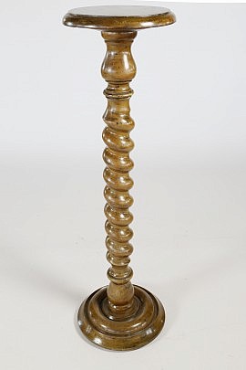 Antique English Yew Wood Barley Twist Pedestal, Height 40 1/2 in.