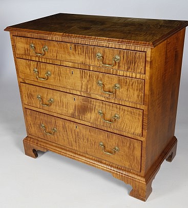 Marshall James (Greensboro, North Carolina) Chippendale Style Four-Graduated Chest of Drawers on Bracket Feet
