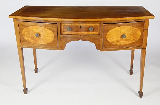 Petite American Mahogany and Satinwood Federal Three-Drawer Server