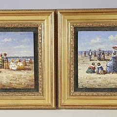 Four Contemporary Decorative Oil Paintings on Board “Beachside Victorians”