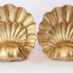 Pair of Gilt Composition Scallop Shell Ornaments