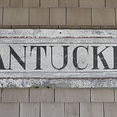 Hand Painted "Nantucket" Sign on Old Panel, Approximately 6 Ft.