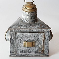 Three-Light Galvanized Tin and Brass Ship’s Lantern