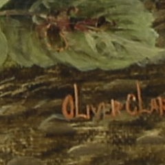 Oliver Clare Oil on Canvas “Still Life of Grapes, Raspberries and Plumbs on a Mossy Bank”