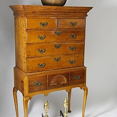 Highboy Andirons and Basket