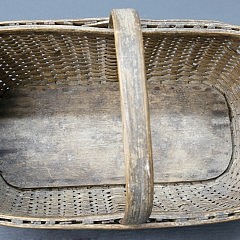Rare Nantucket Chestnut Harvesting Basket and Whaler Made Whalebone Food Chopper