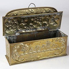 19th Century English Embossed Brass Hanging Candle Box