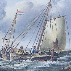 Pair of 19th Century English Miniature Marine Paintings