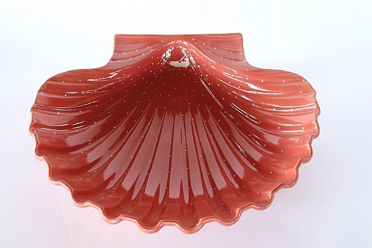 Spencer & Spencer Hand Painted Ceramic Scallop Shell Platter