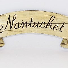 Folk Art Carved Wood "Nantucket" Banner, Length 72 in.