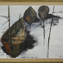 Roy Bailey Oil on Canvas "3 Dories", signed and dated lower right Bailey, 