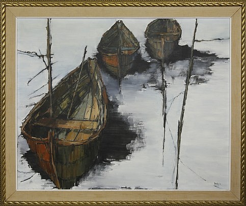 Roy Bailey Oil on Canvas "3 Dories", signed and dated lower right Bailey, 