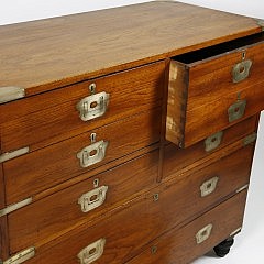 Fine Diorama of the SS “City of Boston” and Chinese Export Two-Part Campaign Brass Bound Chest of Drawers