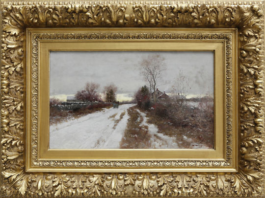 William Starbuck Macy (1853-1945) Oil on Canvas “Winter Road”