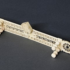 French Prisoner-of-War Carved and Polychromed Double Compartment Game Box and Bone Scoreboard